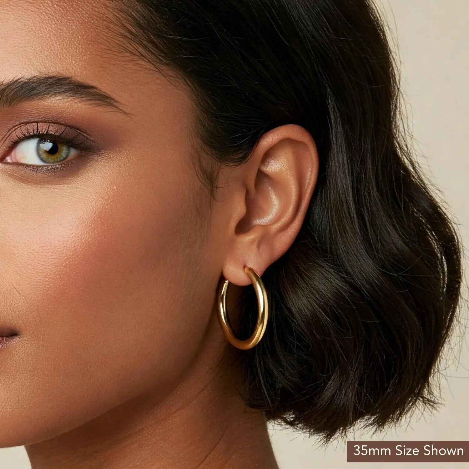 14K Gold Classic Hoop Earrings, Solid 14K Yellow Gold Chunky Hoops, Bold and Classy 3Mm, Designed & Handmade by TILO Jewelry