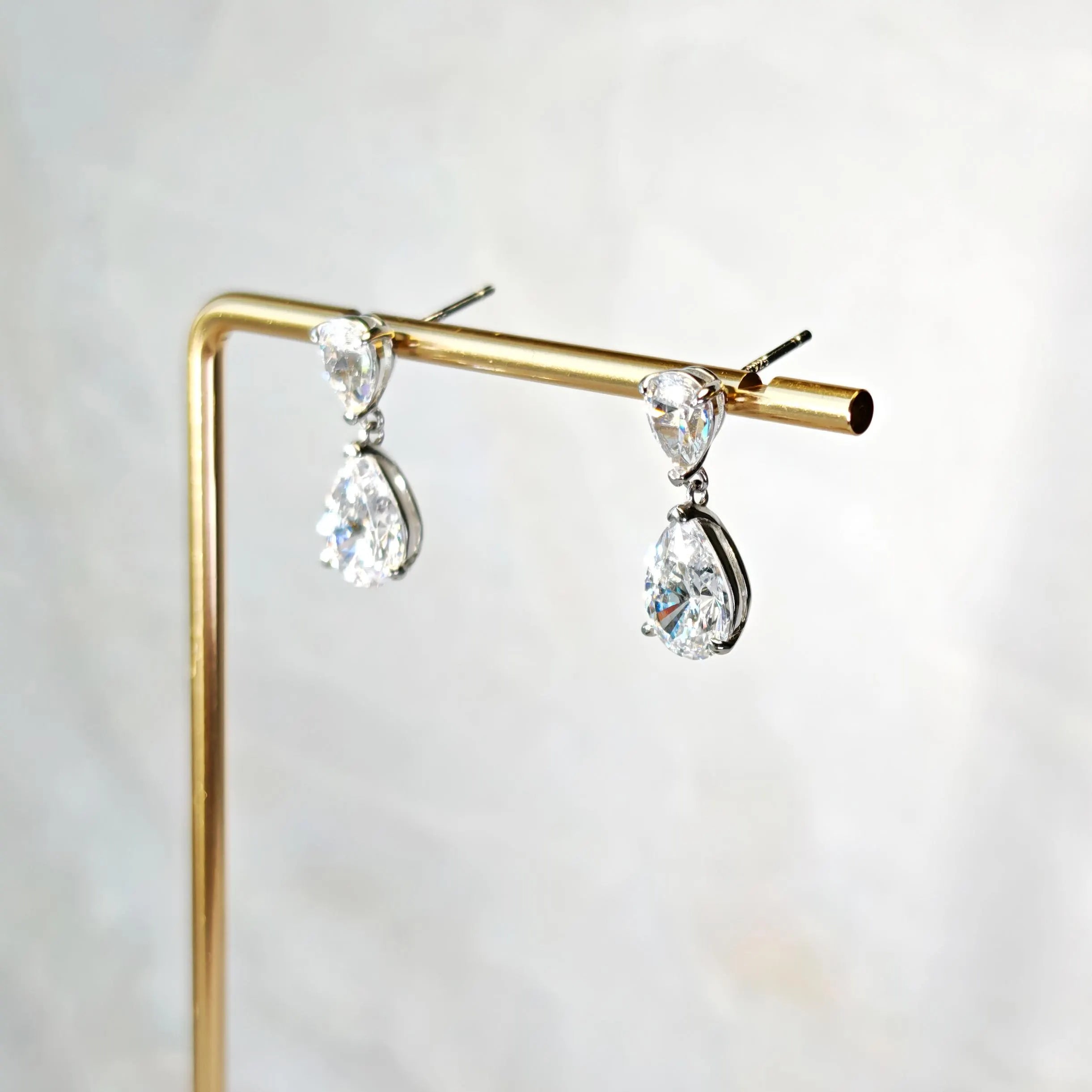Dazzling 2.0 + 0.75 Carat Teardrop Cut Simulated Diamond Dangle Earrings Solid 925 Silver with 18K White Gold Plated | Wedding Jewelry