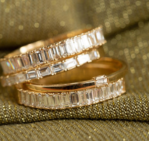 Bold Half Diamond Baguette Ring NikNenz™ Premium Gold & Diamonds