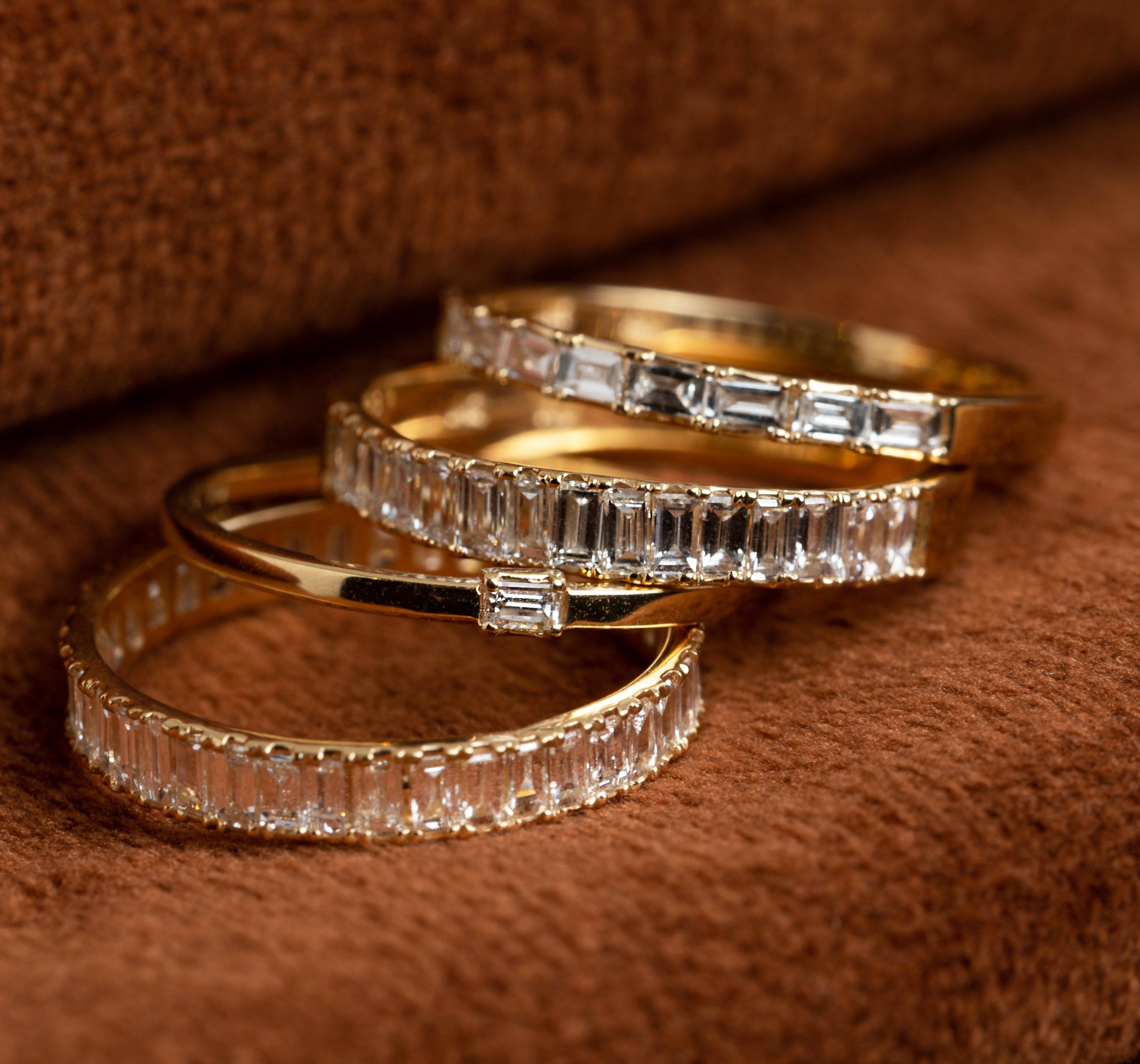 Bold Half Diamond Baguette Ring NikNenz™ Premium Gold & Diamonds