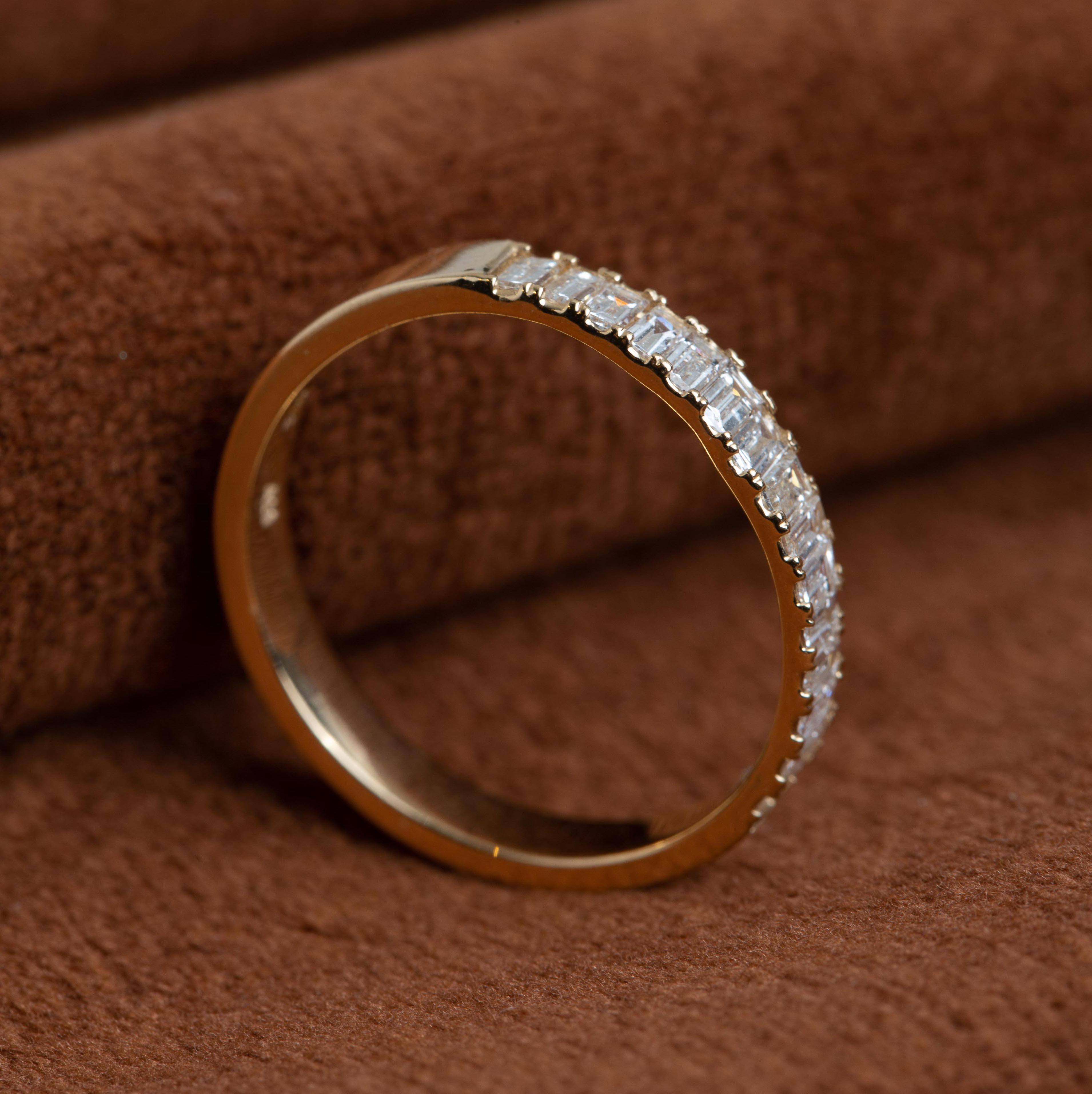 Bold Half Diamond Baguette Ring NikNenz™ Premium Gold & Diamonds