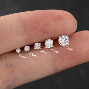 Moissanite Sterling Silver Labret, 18G Flat Back Stud