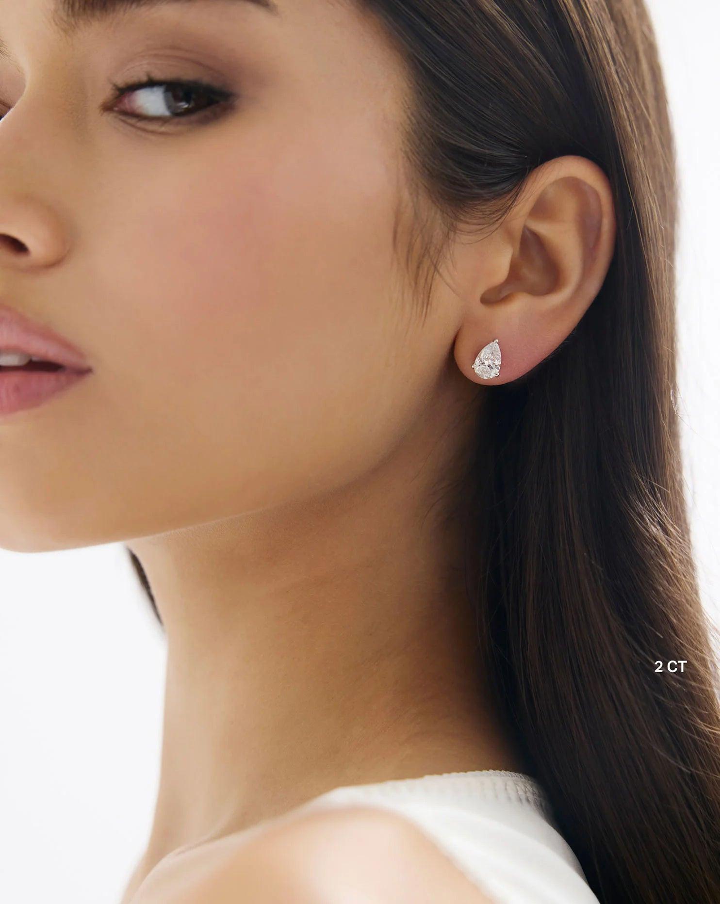 Radiant Pear Lab Diamond Studs.