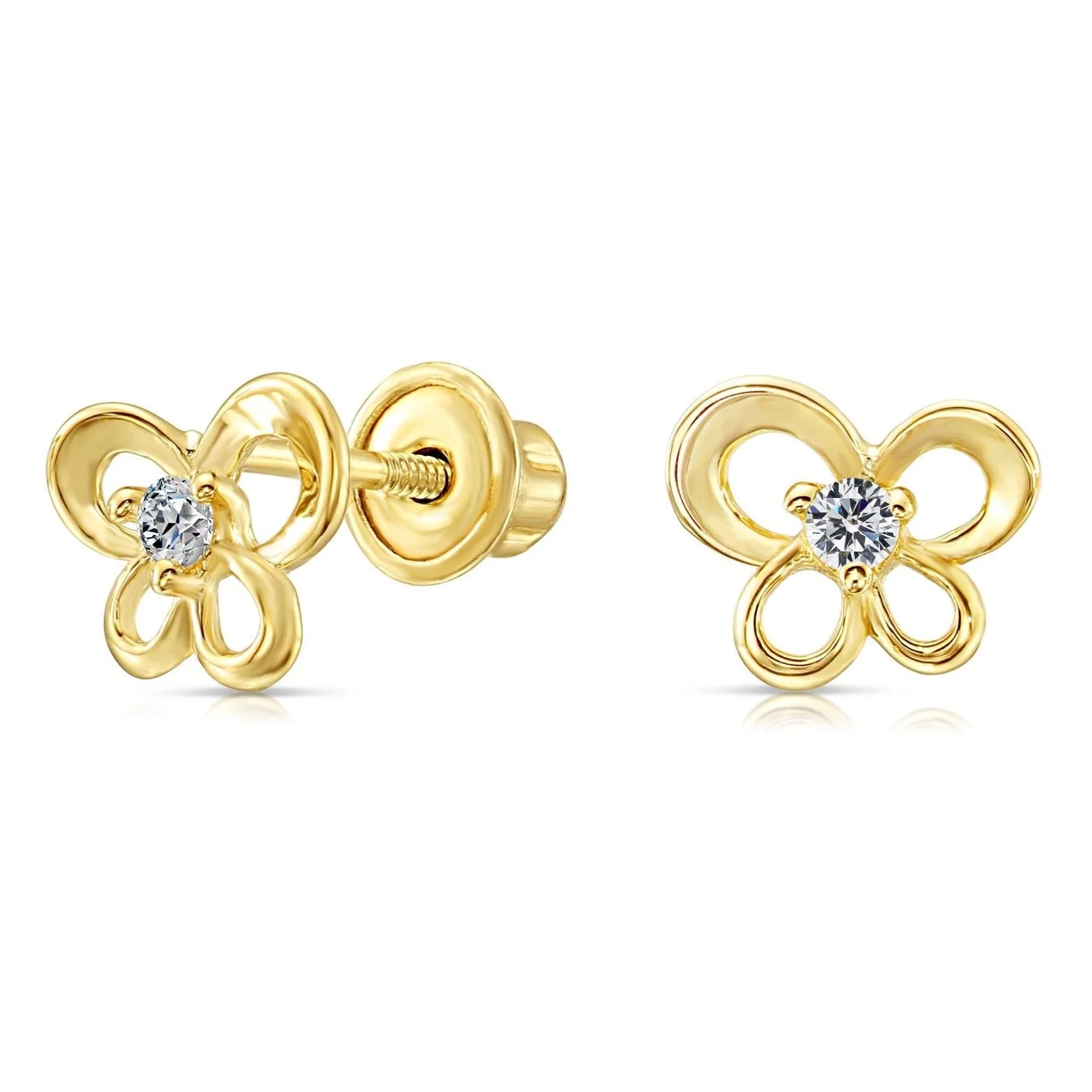 10K Yellow Gold Butterfly Stud Earrings