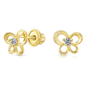10K Yellow Gold Butterfly Stud Earrings