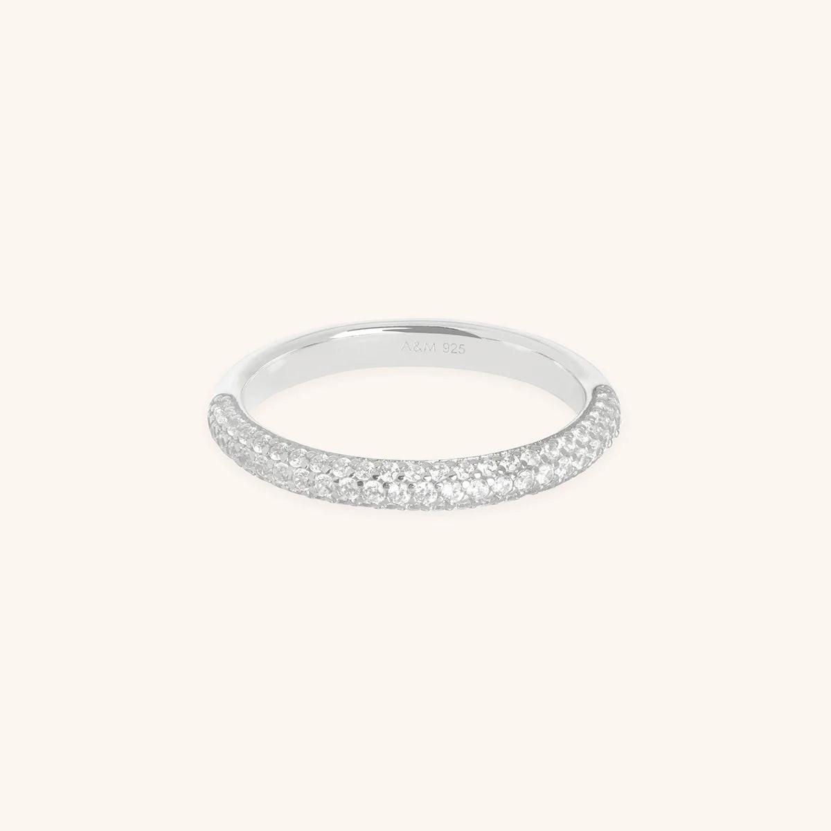 Stunning Silver Pavé Essential Band Ring – Elevate Your Style!.