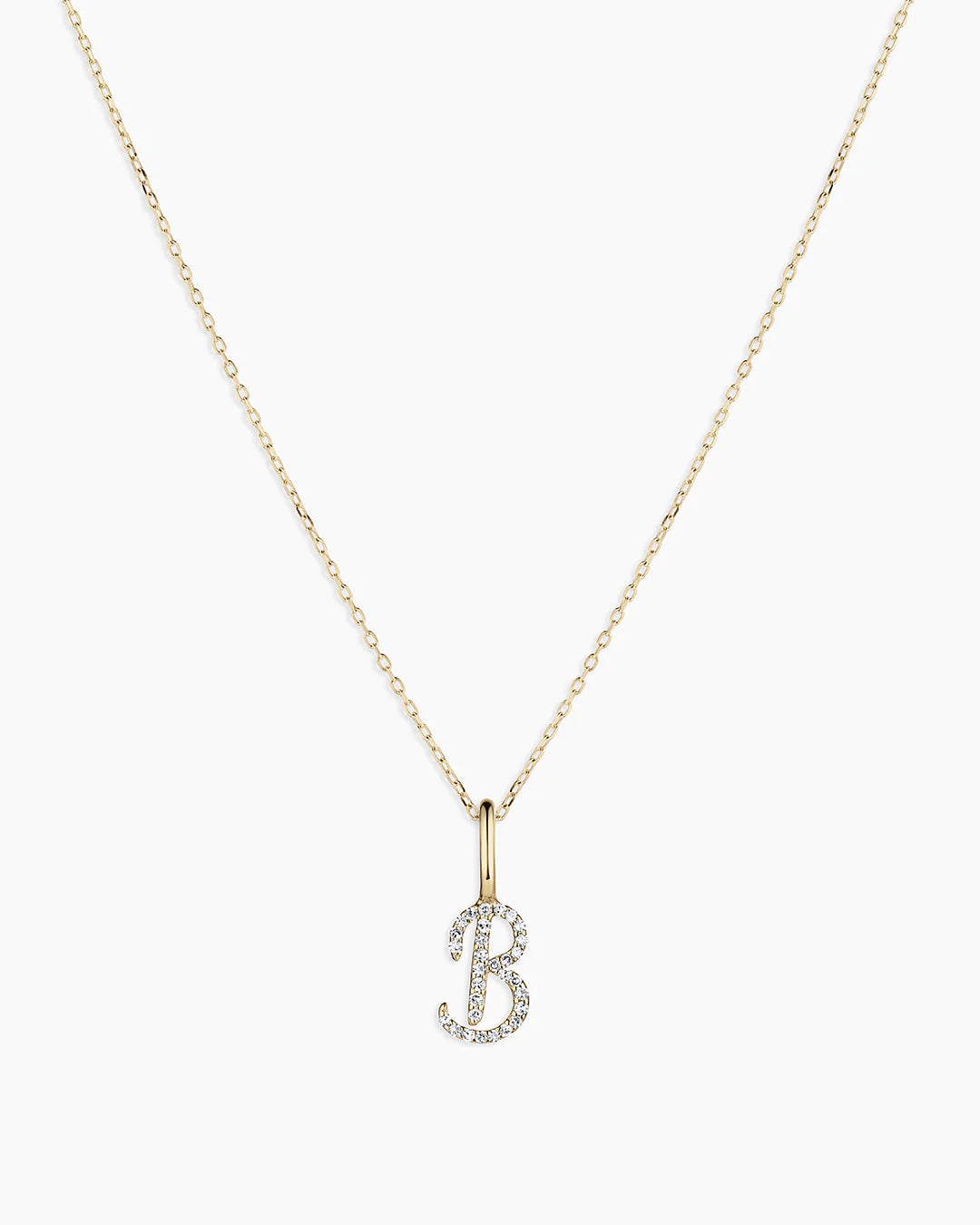 Diamond Script Alphabet Charm Necklace