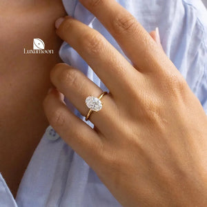 2 Carat Oval Lab Grown Diamond Engagement Ring, 14K Yellow Gold