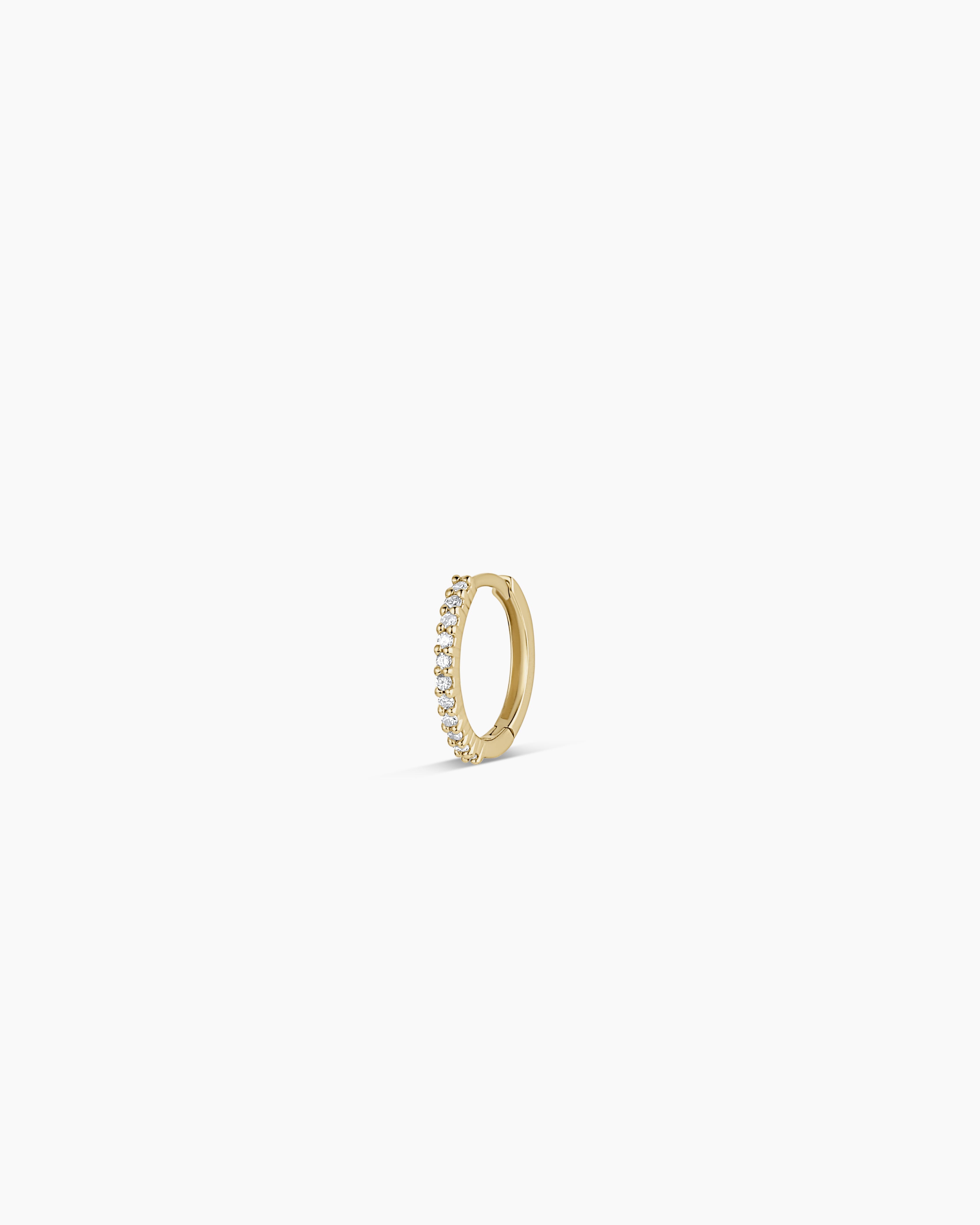 14K Diamond Pavé Single Huggie