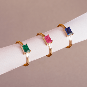 Birthstone Baguette Ring - Alexandrite NikNenz™ Premium Gold & Diamonds