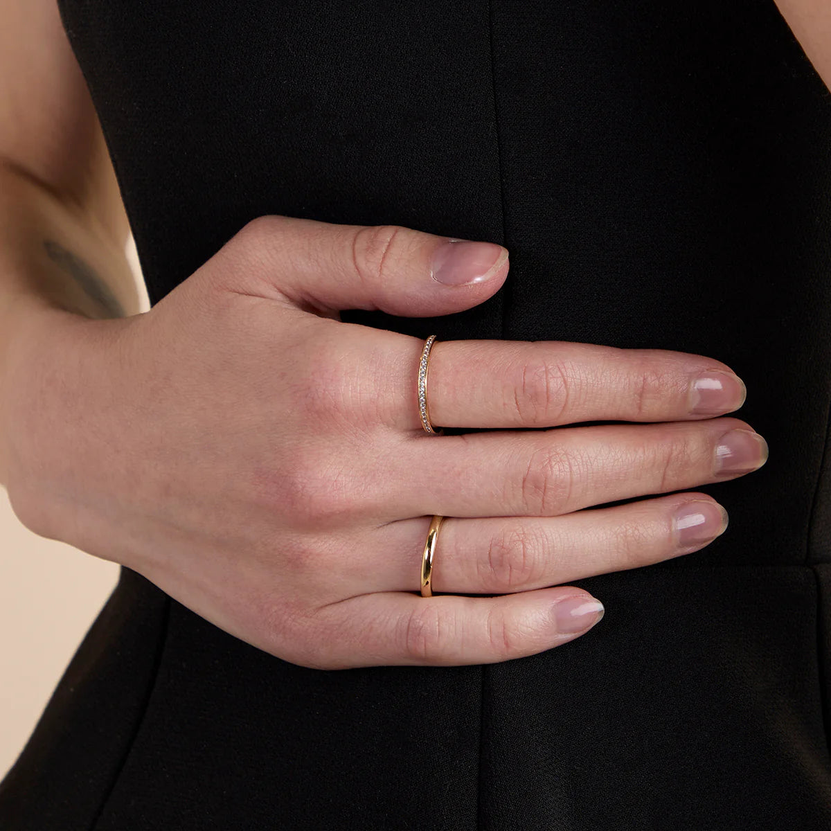 Crystal Stacking Ring in Gold