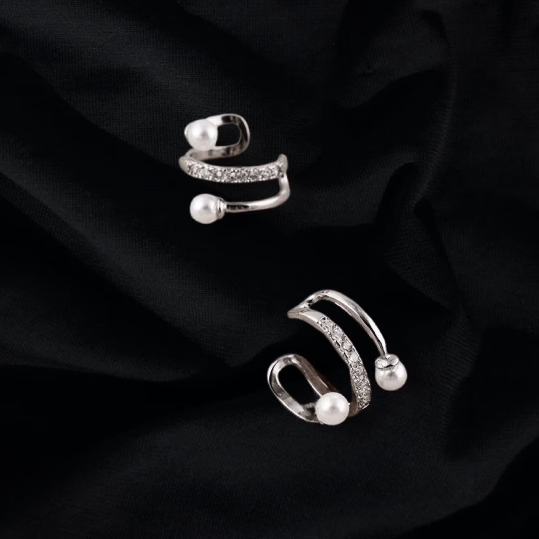 Pearl and Diamond Ear Cuffs