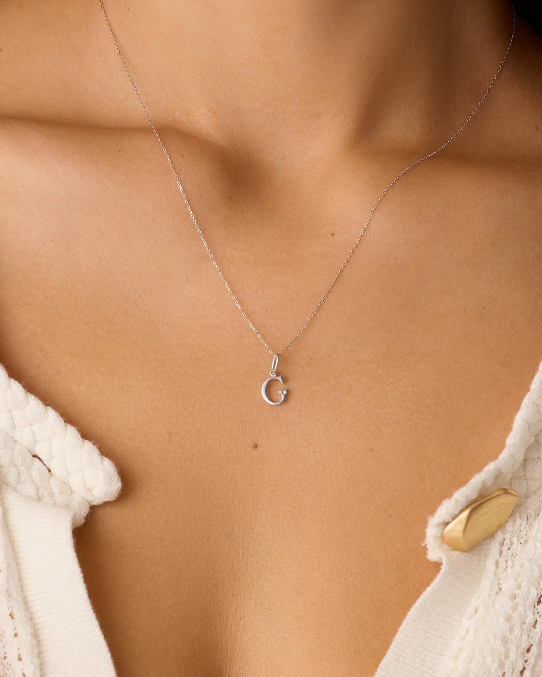 Diamond Vintage Alphabet Charm Necklace