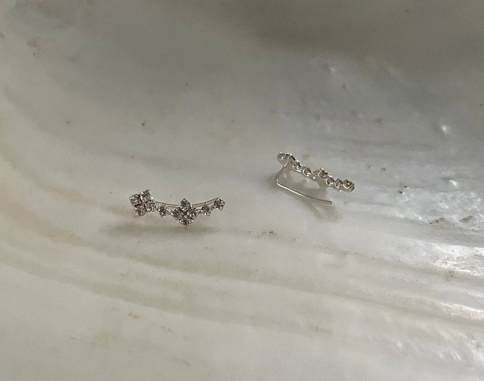 Beautiful 925 Sterling Silver and Sparkly Clear Cubic Zirconia Crystal Ear Climbers Earrings Gift