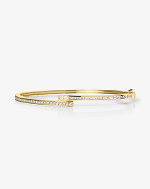Elegant Baguette and Round Diamond Wrap Bangle.