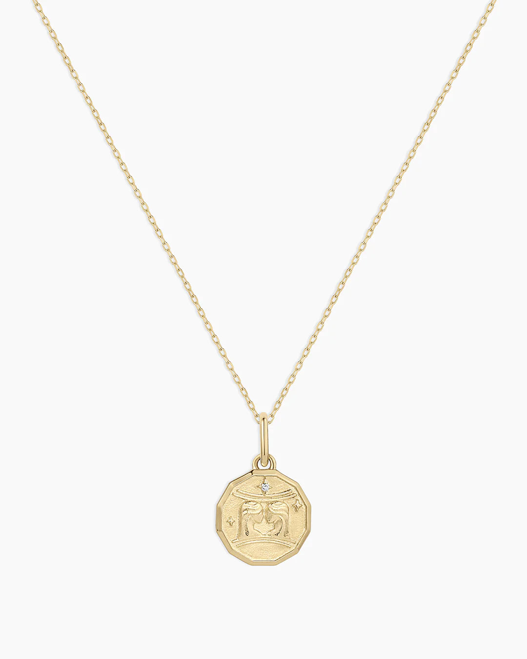 Diamond Zodiac Coin Charm Necklace
