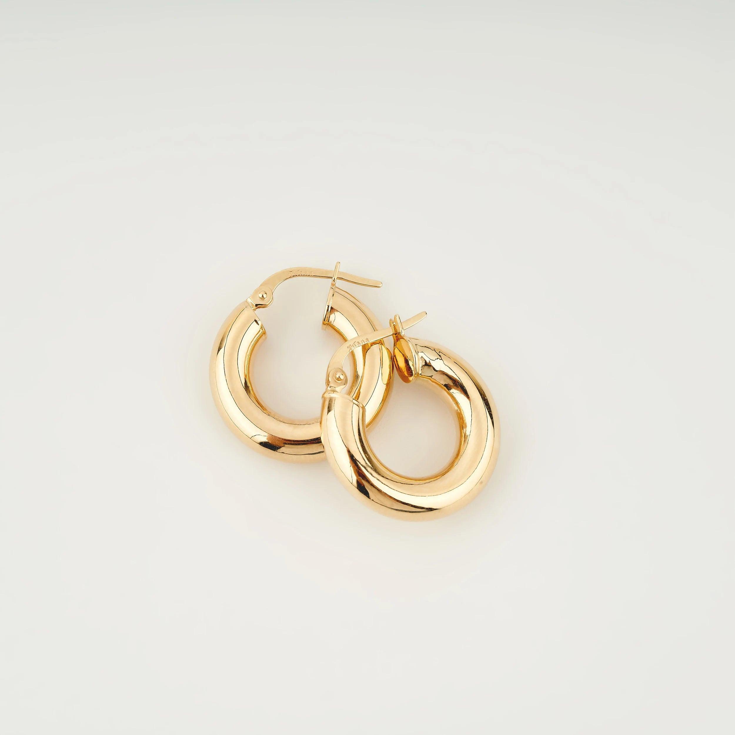 Stunning 14K Solid Gold Chunky Thick Hoop Earrings - Timeless Elegance.