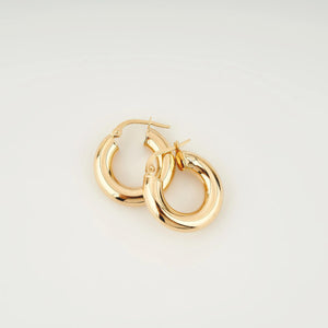 Stunning 14K Solid Gold Chunky Thick Hoop Earrings - Timeless Elegance.