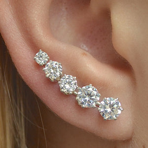 CZ Ear Climber • Sterling Silver or Gold Filled • Only One Piercing Needed