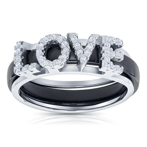 Sterling Silver CZ Double LOVE Ring – Elegant 2-in-1 Romantic Statement Ring for Anniversaries & Everyday Wear.