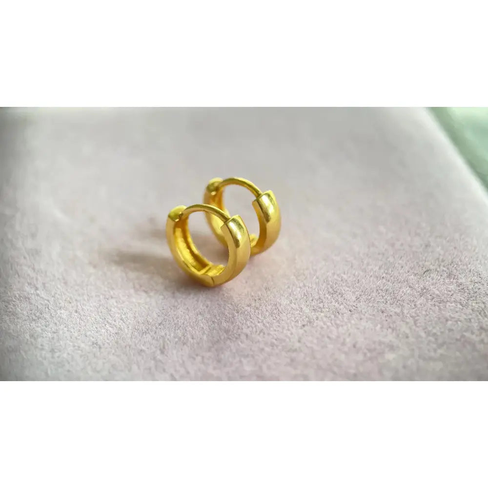 22K Gold Hoop Earrings - 916 Pure Gold (Size 8 Mm) 916 Gold Hoop/Pure Gold 2.56G