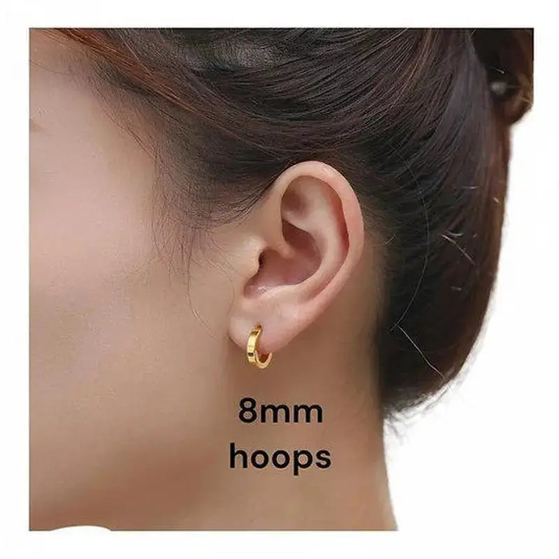 22K Gold Hoop Earrings - 916 Pure Gold (Size 8 Mm) 916 Gold Hoop/Pure Gold 2.56G