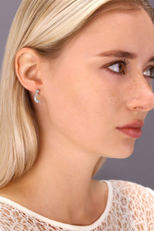 Stunning Tiny Moon & Star CZ Stud Earrings in Sterling Silver.