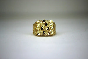 10K Solid Yellow Gold Nugget Style Ring
