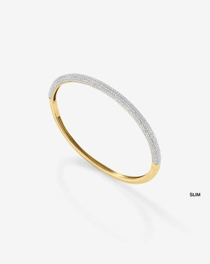 Stunning Pavé Diamond Stackable Gold Cloud Bangle for Effortless Elegance.