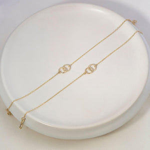 Elegant 14K Solid Gold Interlocking Circle Bracelet - Dainty Connection Jewelry Gift for Her.