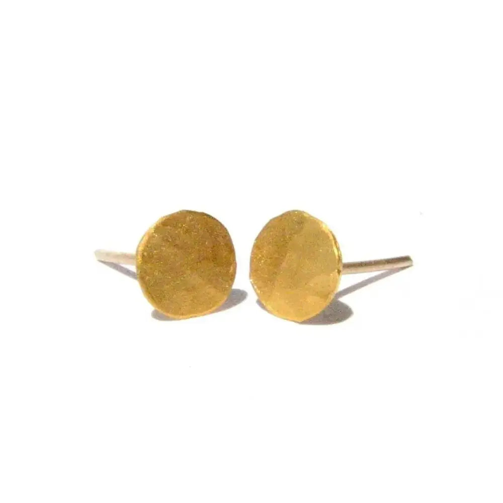 24K Solid Gold Stud Earrings, 5mm Pure Yellow Gold Post Earrings.