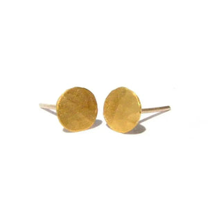 24K Solid Gold Stud Earrings, 5mm Pure Yellow Gold Post Earrings.