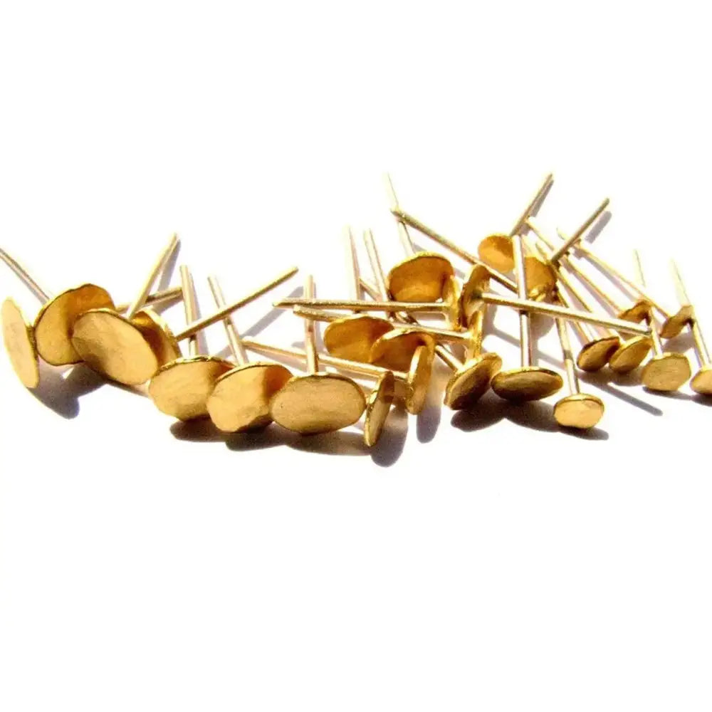24K Solid Gold Stud Earrings, 5mm Pure Yellow Gold Post Earrings.