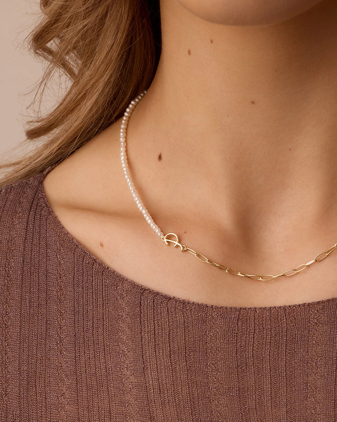Lou Pearl Alphabet Necklace NikNenz™ Premium Gold & Diamonds