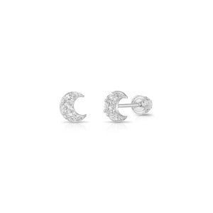 Radiant 14K Gold Moon Crescent Stud Earrings - Timeless Elegance for Every Occasion.