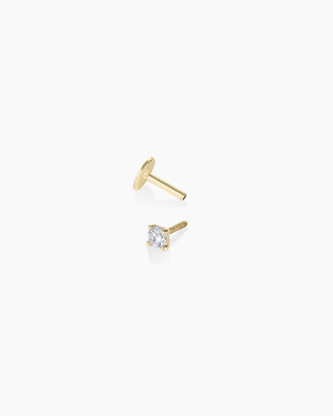 14K Lab Grown Diamond Solitaire Flat Back Single Stud