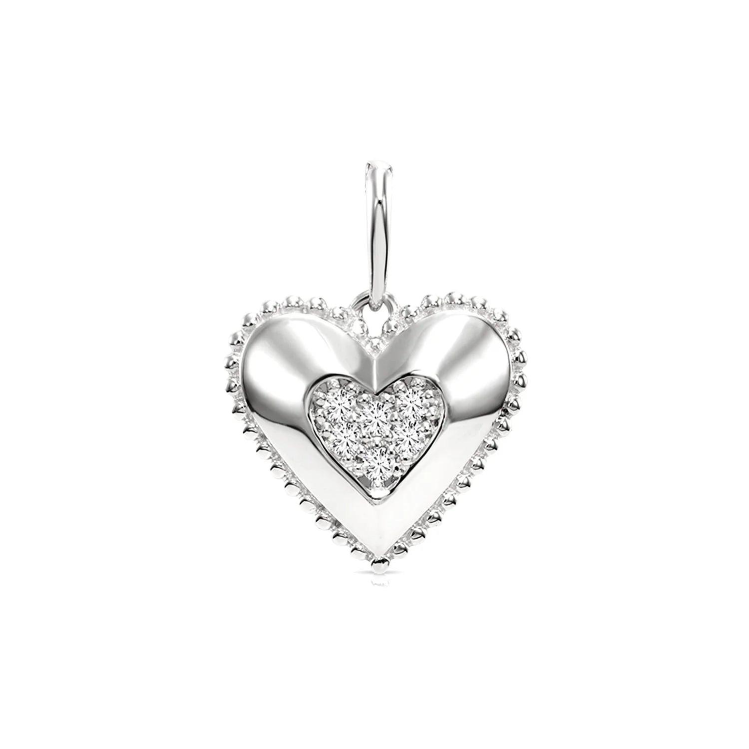 Radiant 14K White Gold Lab Diamond Heart Pendant Necklace - 0.15 Carats of Elegance.