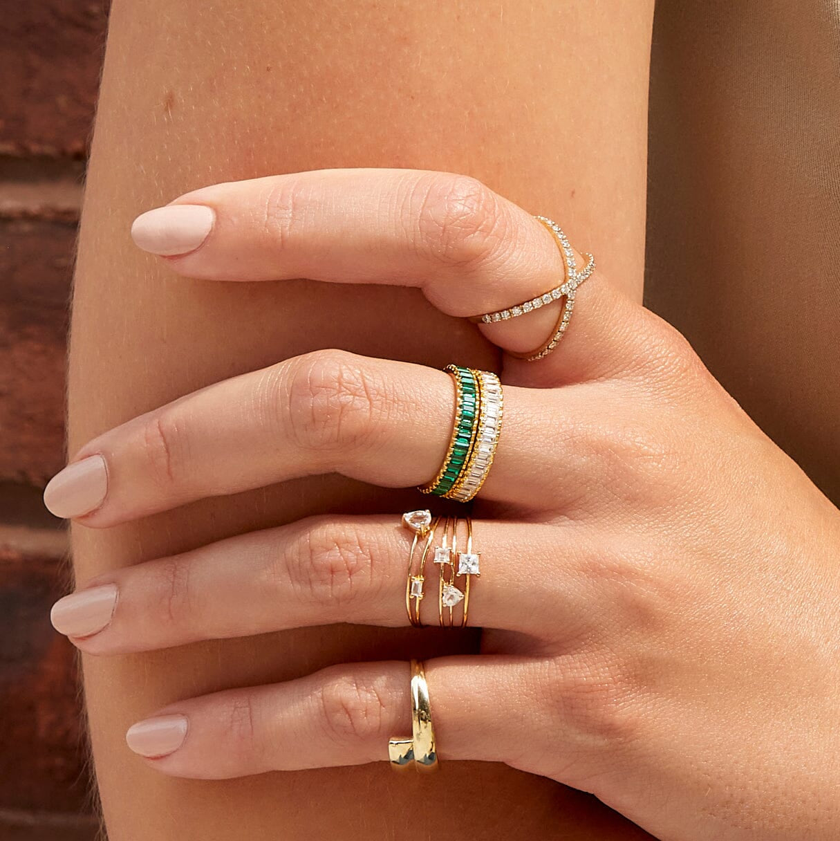 Lab Grown Green Emerald Baguette Eternity Ring NikNenz™ Premium Gold & Diamonds