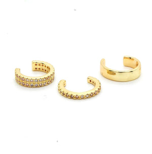 CZ Diamond Ear Cuff Set: 14K Gold Plated, No Piercing- Q01ECS2