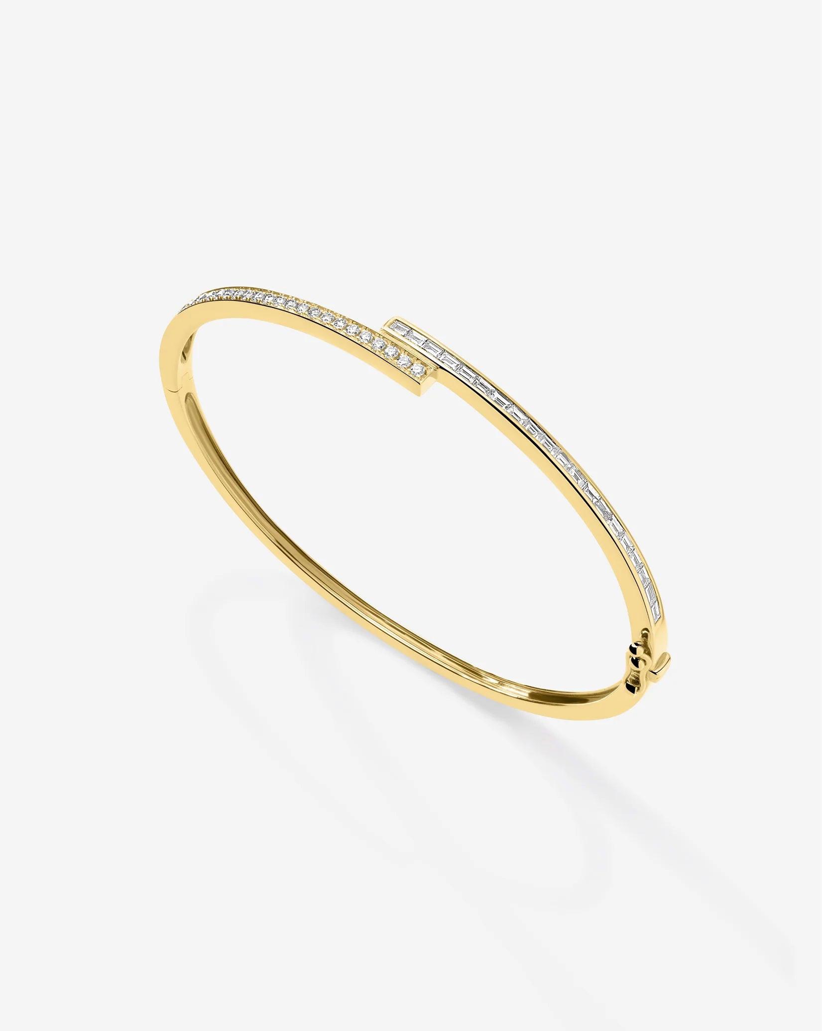 Elegant Baguette and Round Diamond Wrap Bangle.