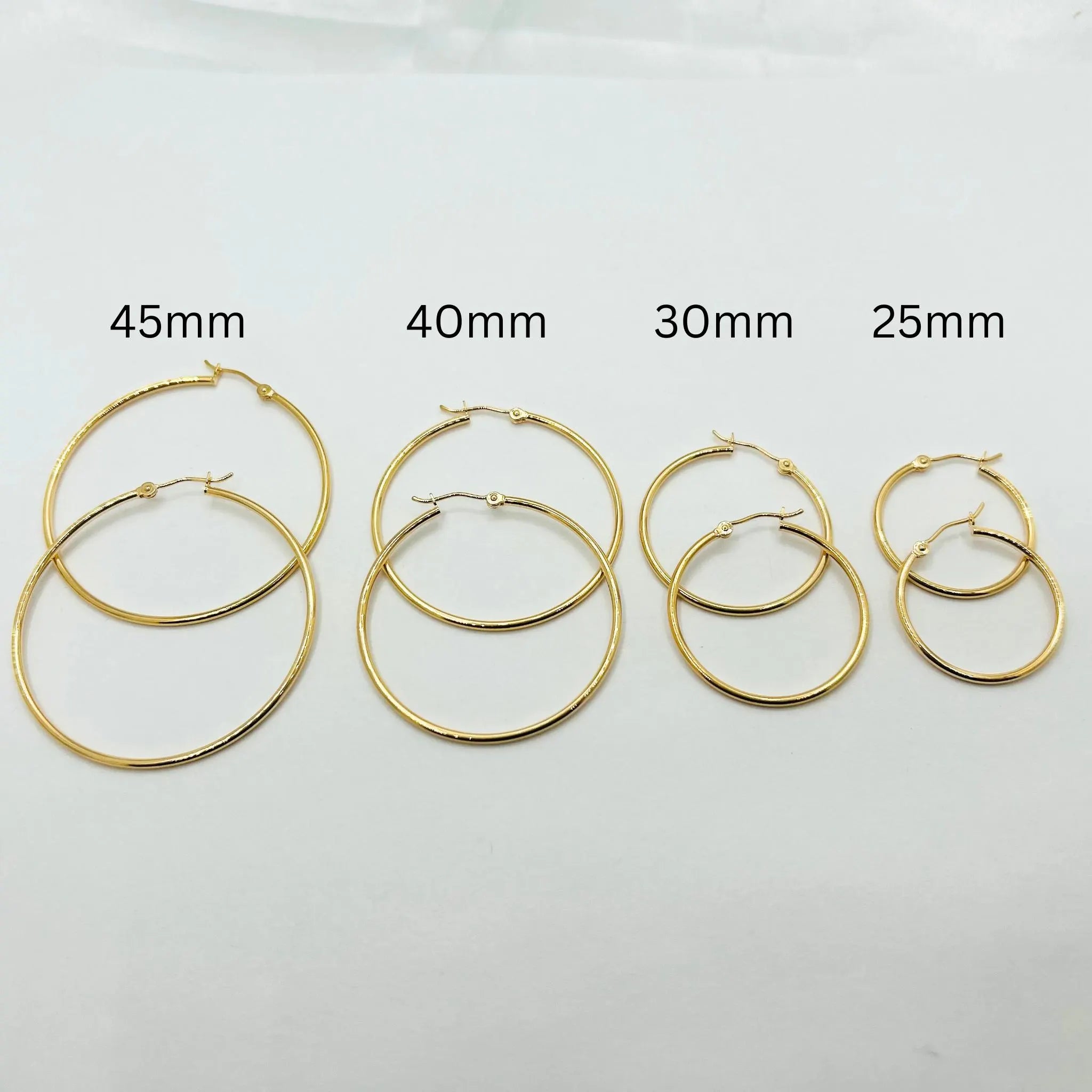 14K Gold Hoop Earring Set: Polished Real Gold, 1.5Mm Thick