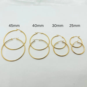 14K Gold Hoop Earring Set: Polished Real Gold, 1.5Mm Thick