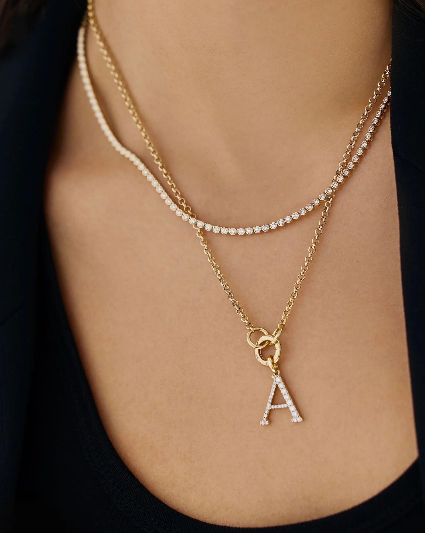 Exquisite Large Diamond Initial Pendant - Personalize Your Elegance.