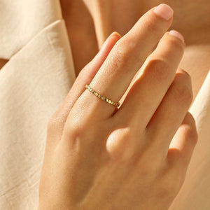 10K Solid Gold Bead Ring: Dainty Handmade Stacking Ring