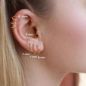 20G Tiny Huggie Hoop Earrings, Plain Helix Hoop Earrings, Dainty Hoop Earrings,Dainty Tiny Sterling Silver Huggies, 18K Gold Plated Hoops,