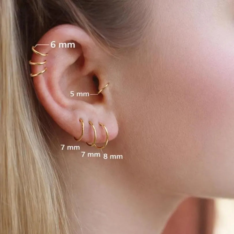 20G Tiny Huggie Hoop Earrings, Plain Helix Hoop Earrings, Dainty Hoop Earrings,Dainty Tiny Sterling Silver Huggies, 18K Gold Plated Hoops,