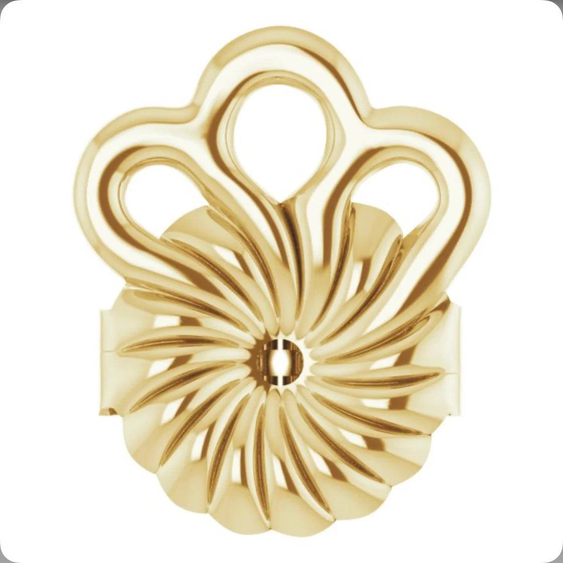 14K Gold Earring Back Lifters, Solid Gold Stabilizer Backs for Heavy Earrings.