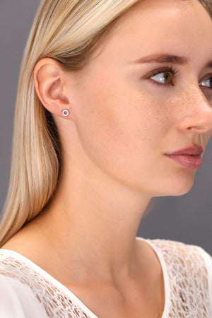 Elegant CZ Halo Stud Earrings in Premium Sterling Silver.