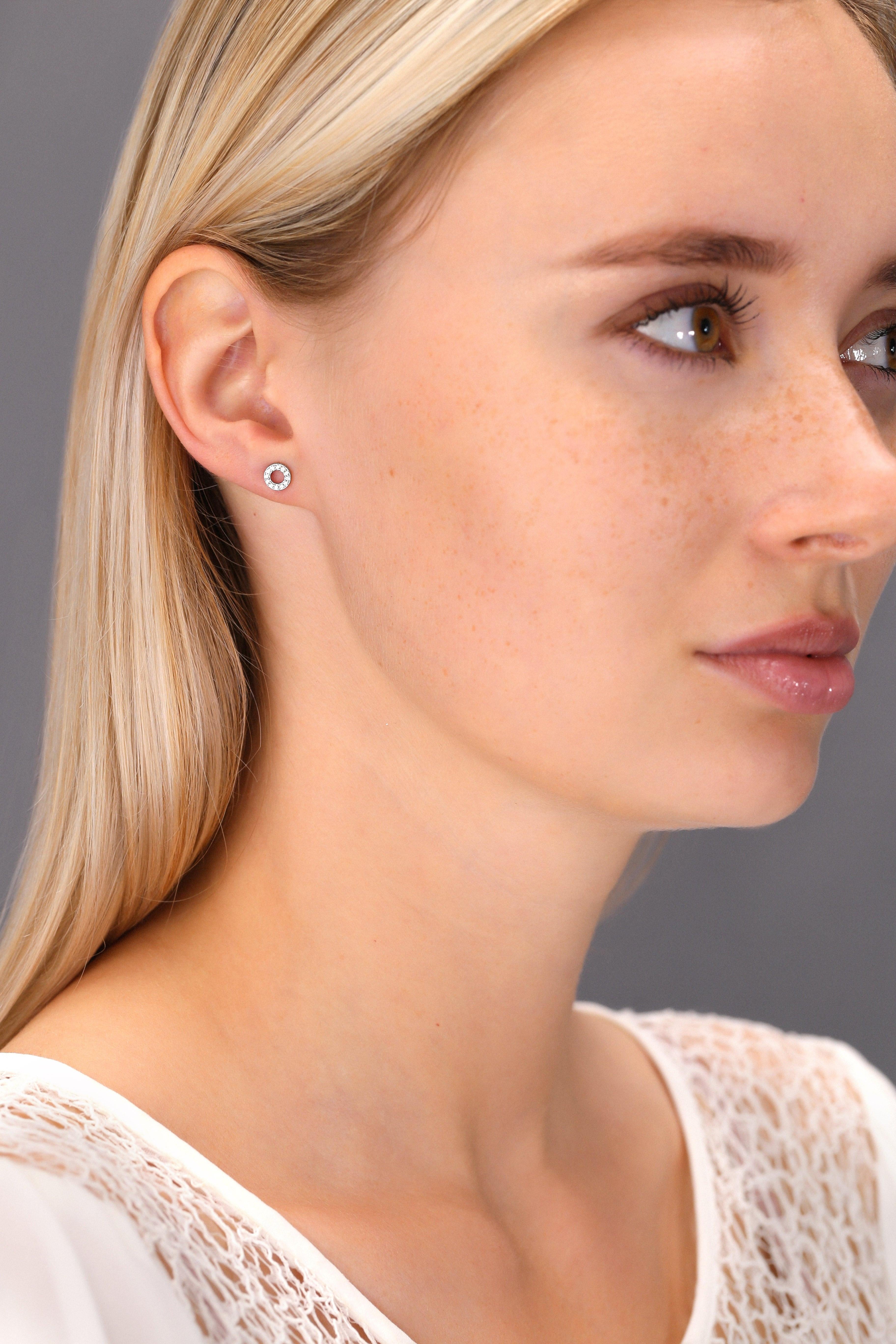 Elegant CZ Halo Stud Earrings in Premium Sterling Silver.