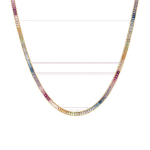 Ombré Rainbow Baguette Tennis Necklace